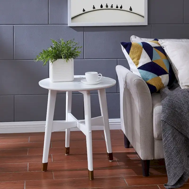 Round Midcentury Modern Wood Side Table