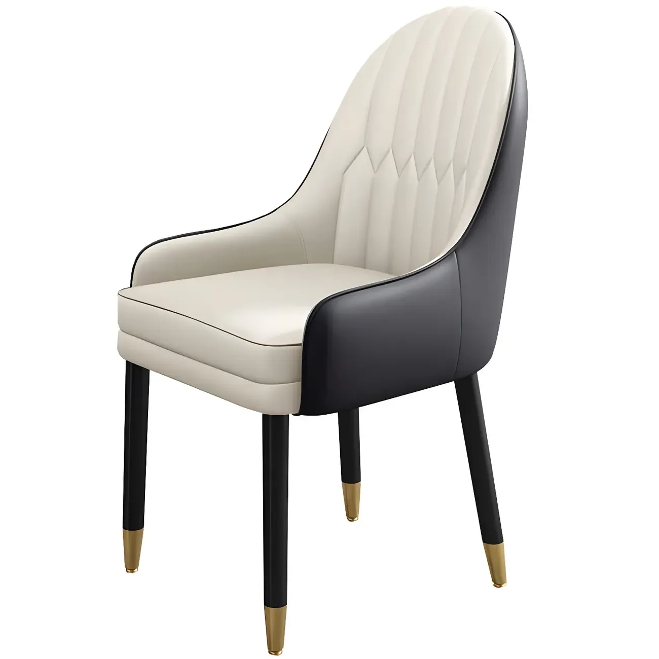 Modern Leather Upholstered Dining Chair with Arms
