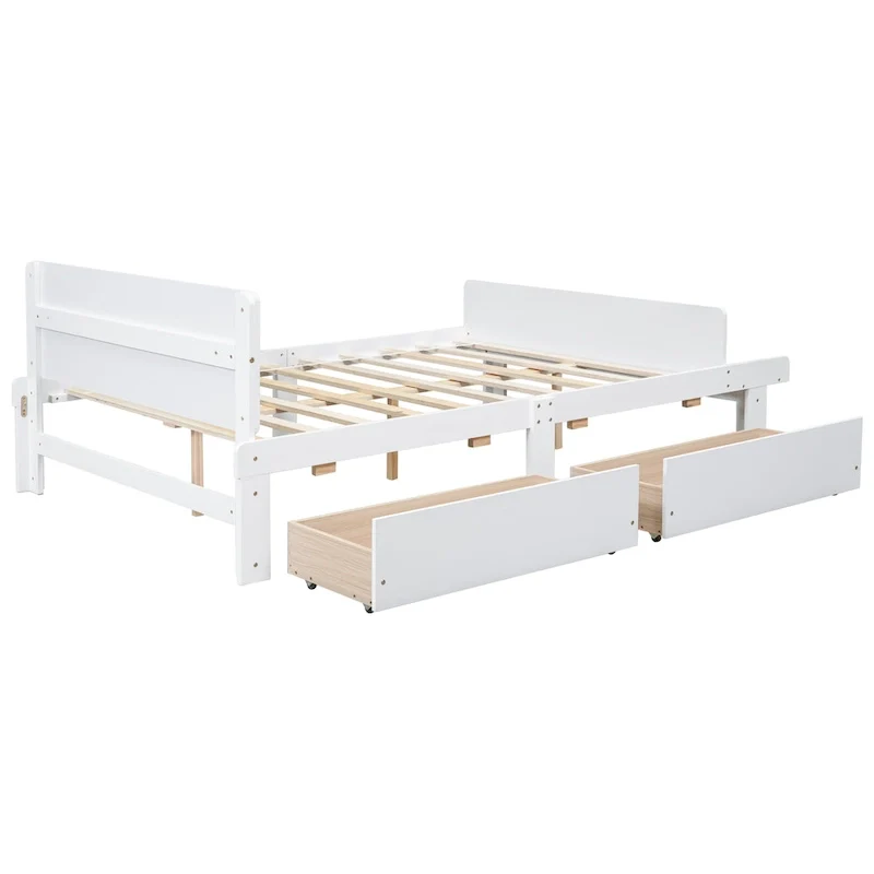 Full Bed with Footboard Bench,2 drawers
