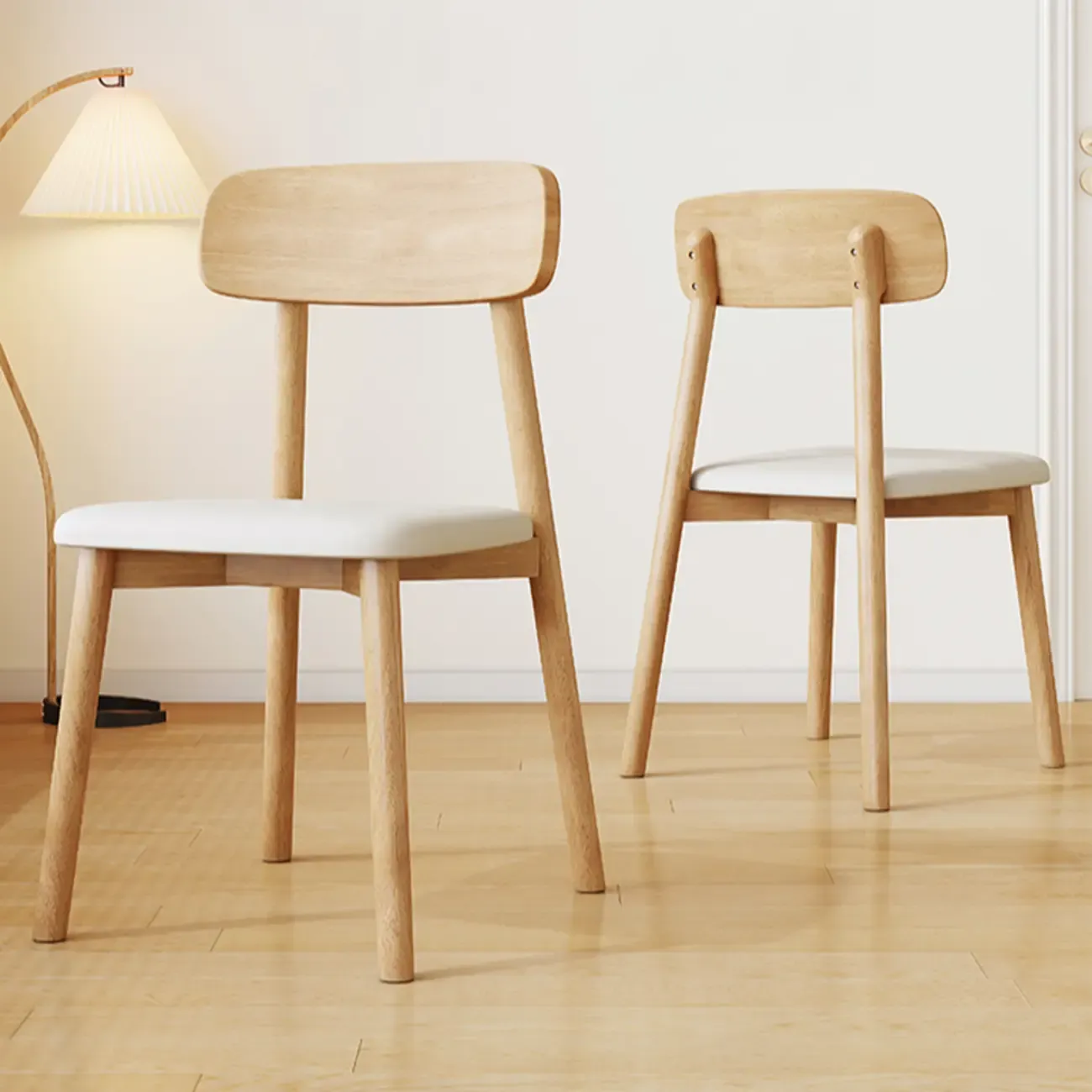 Nordic Armless Wooden Upholstered Open Back Dining Chair