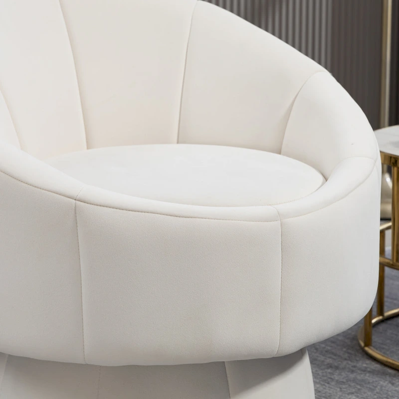 Modern 28.75 Velvet Upholstered 360 Swivel Accent Chair with Wood Frame and Waist Cushion