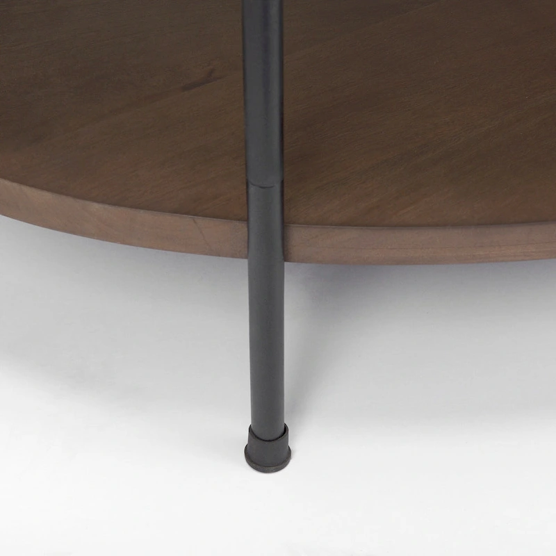 Larkin White Marble Top w/ Dark Brown Wood Shelf Oval Coffee Table