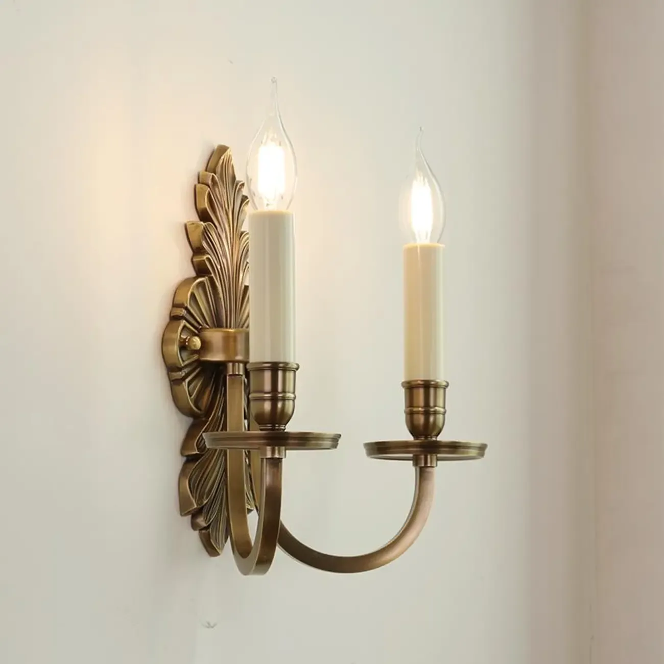 Timeless Brass Candle Wall Sconce with 2 Lights for Indoor