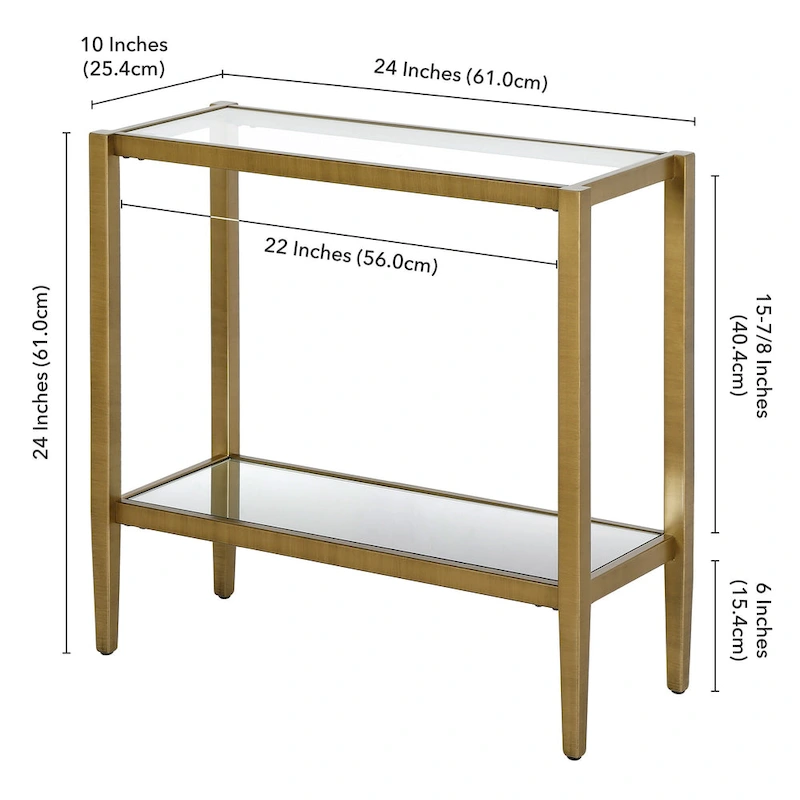 Hera 24 Rectangular Side Table with Glass Shelf