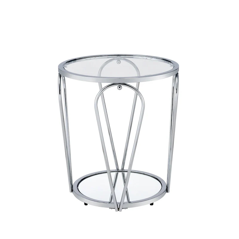 20-inch Glass Top 1-Shelf End Table