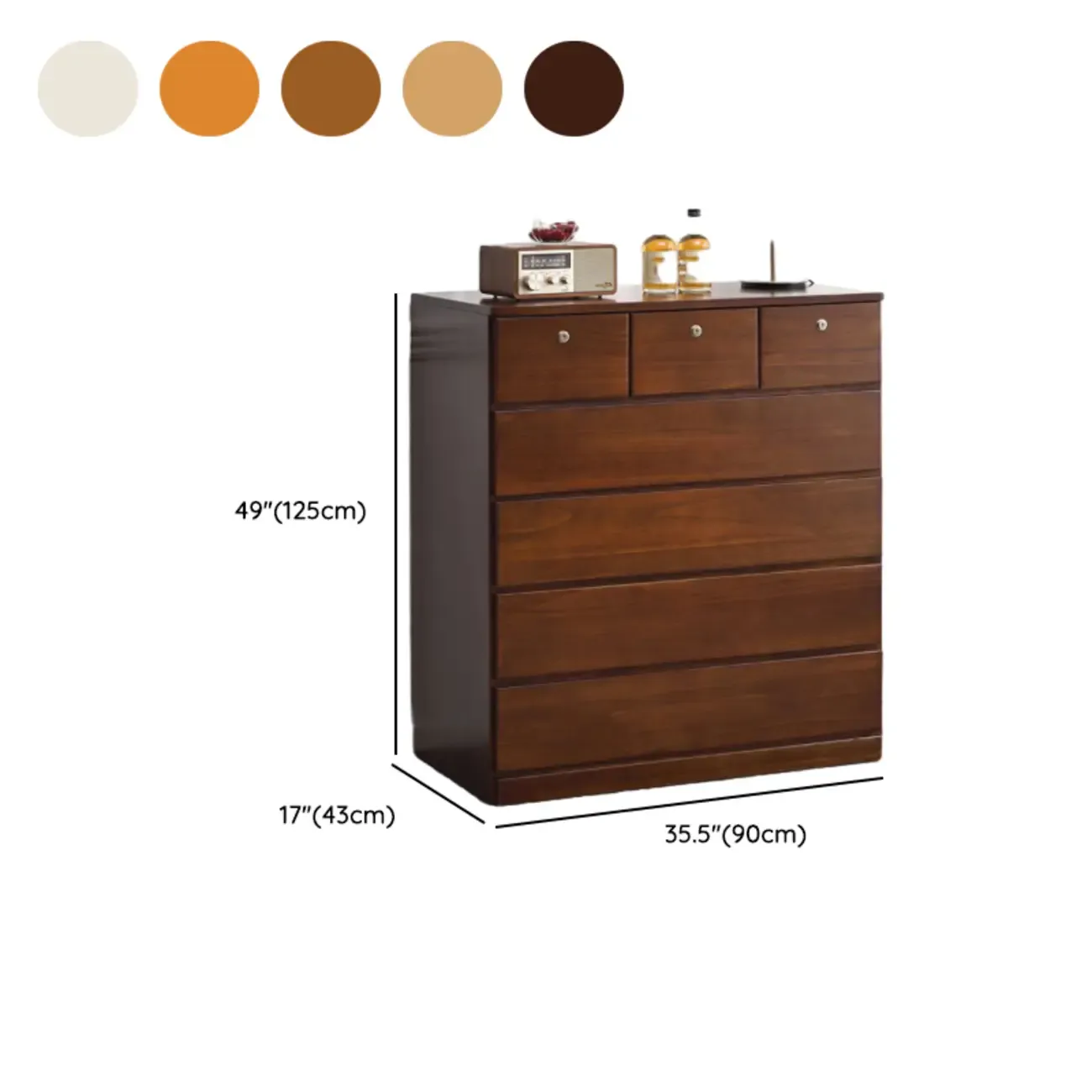 Modern Natural Wooden Double Dresser with 5-Drawers