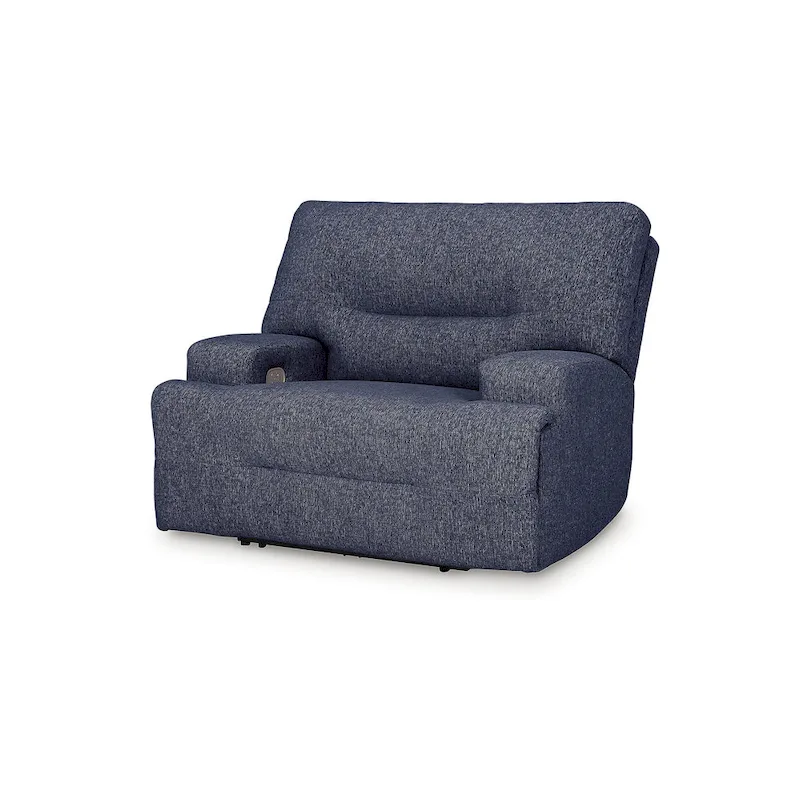 Wide Seat Power Recliner – Gray / Blue, Single