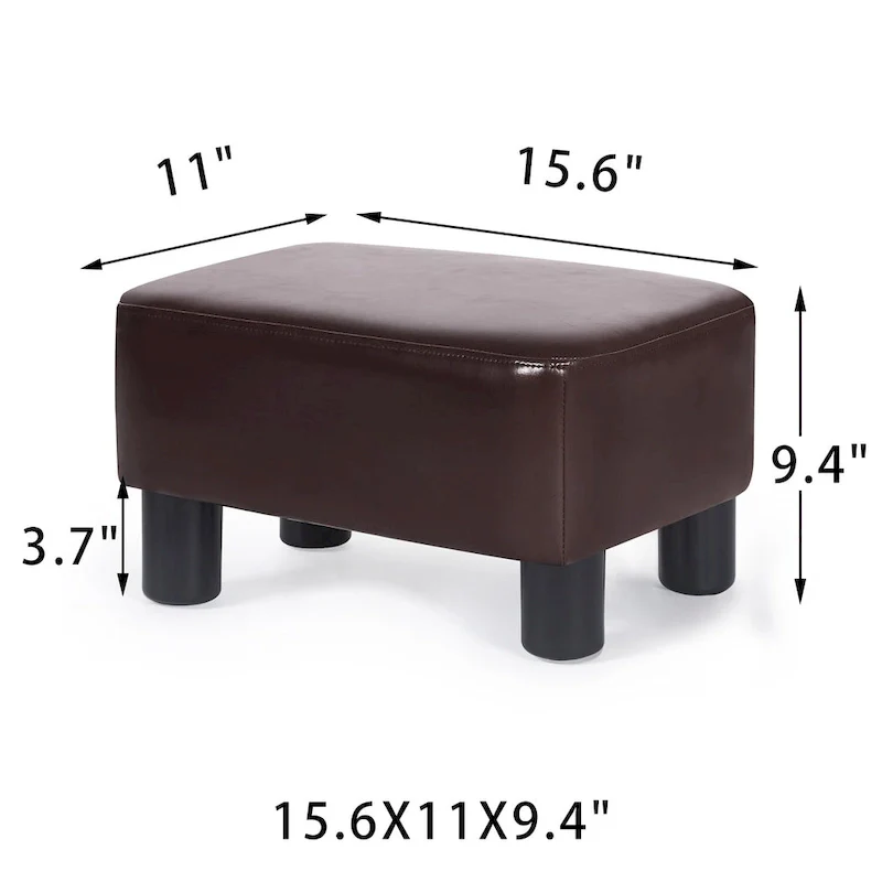Small Rectangle Footstool PU Leather Ottoman Footrest Modern