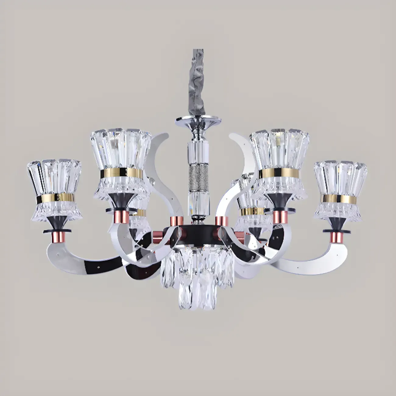 Luxury Chrome Tier Crystal Chandelier Modern Dimmable LED