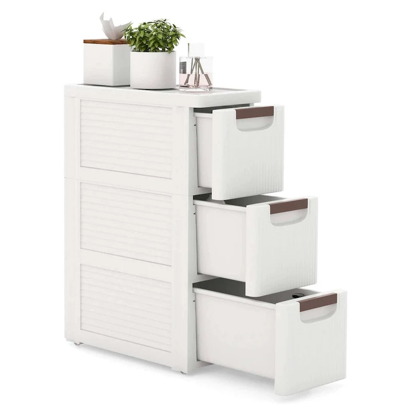 Costway 1 PCS 3-Drawer Narrow Rolling Storage Cabinet with Pull - See Details