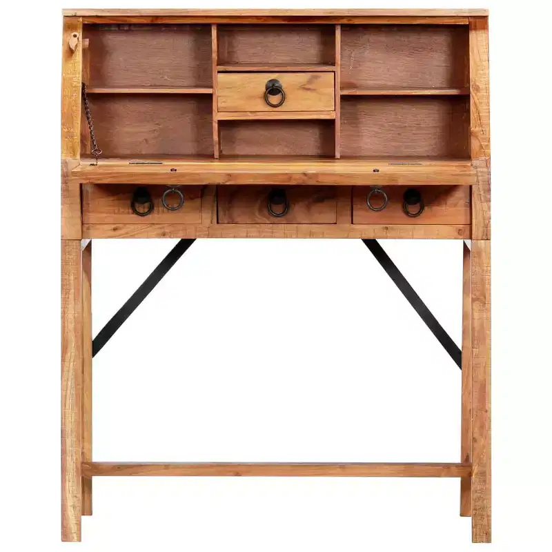 vidaXL Writing Desk Brown Solid Acacia wood Medium Desk Rectangular