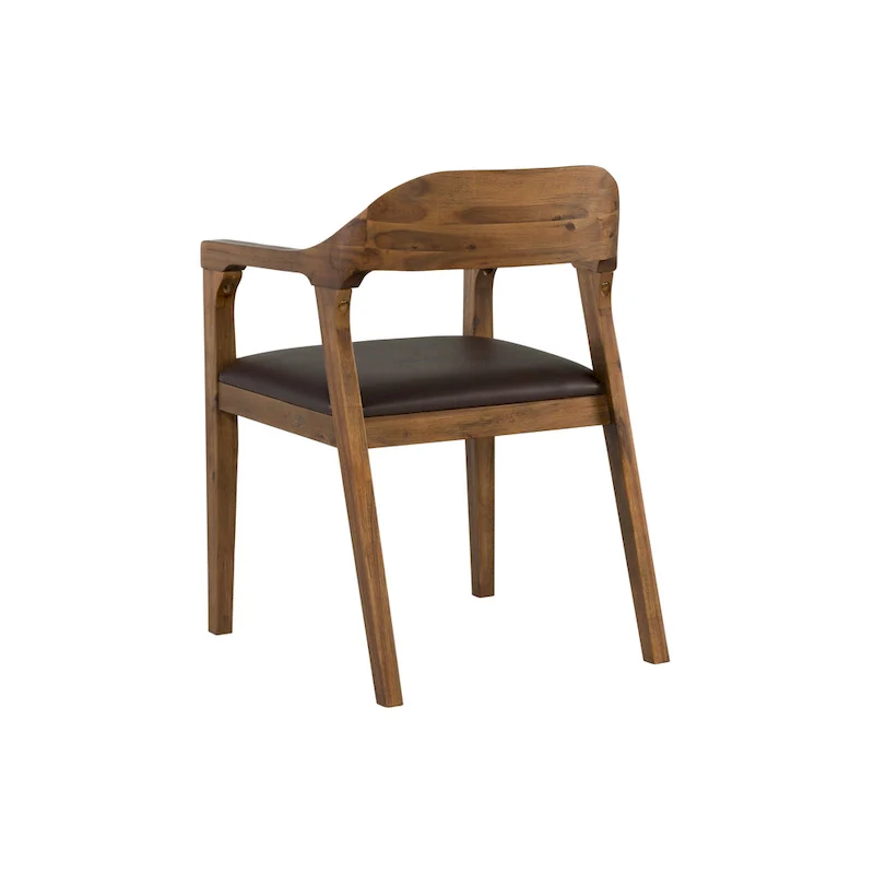 Rubberwood Dining Armchair with Faux Leather Seat