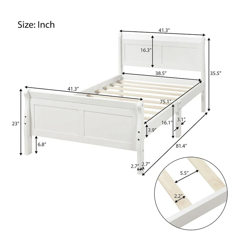 Wood Twin Frame Bed