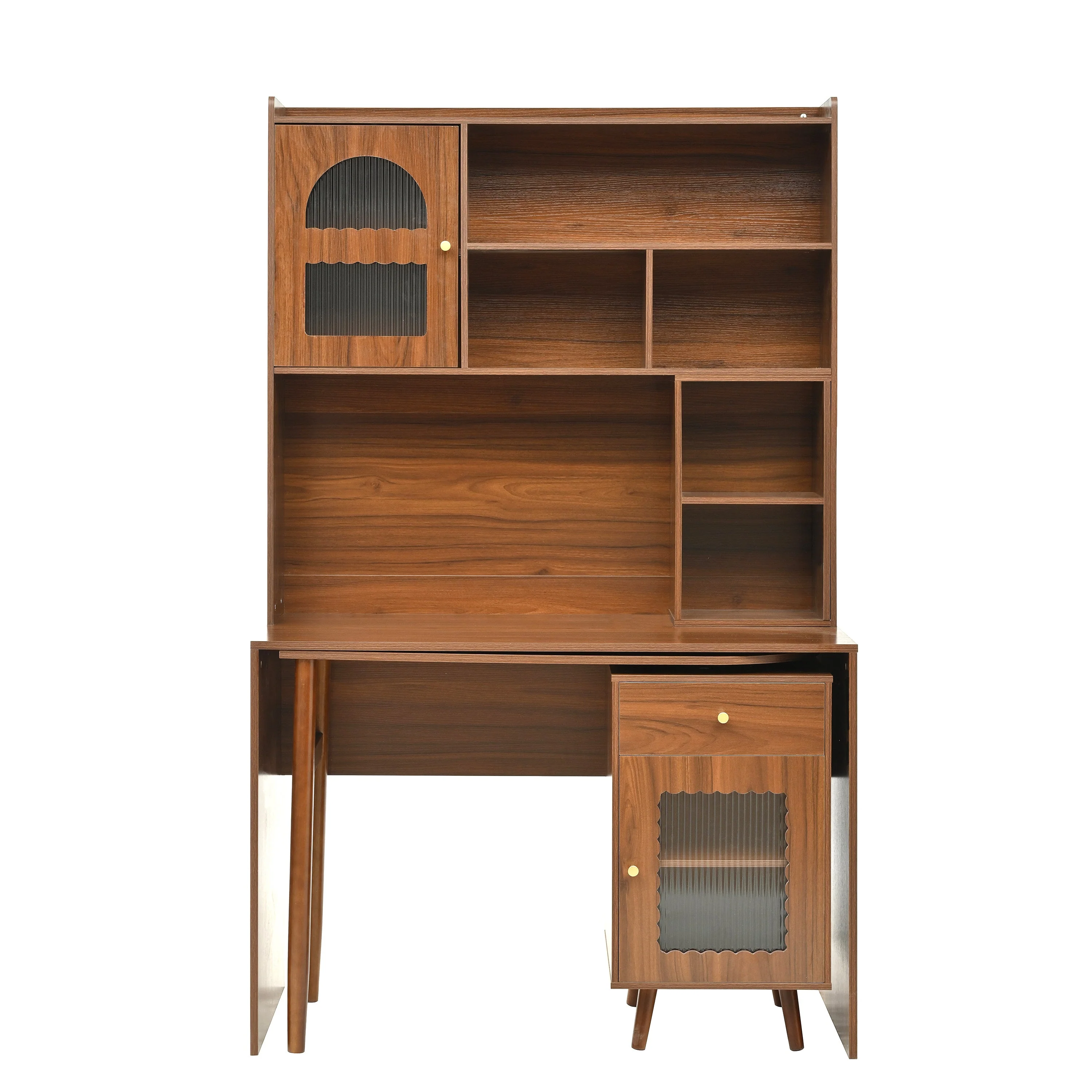 Walker Edison | Computer Desk with 90 Degree Rotating Desktop and Storage