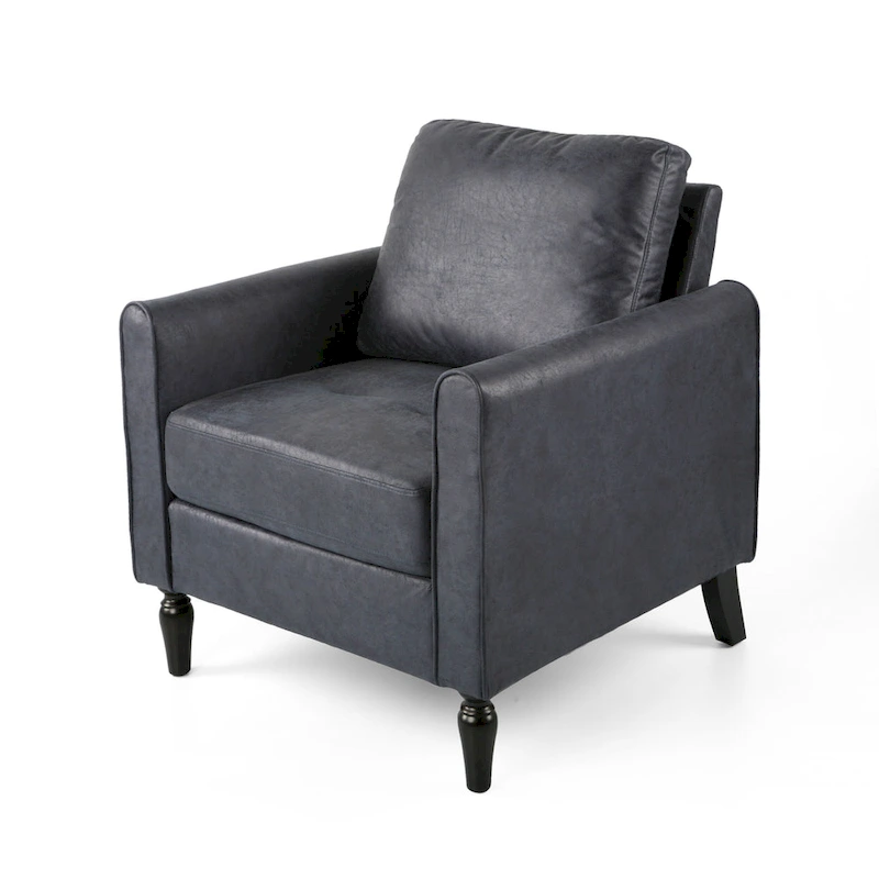 Modern 31 Microfiber Club Chair with Tapered Legs and Thick Seat Cushions
