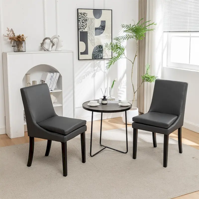 Modern Dining Chairs with Solid Wood Legs (Set of 2)