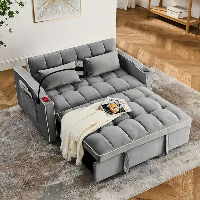 55.51 inch versatile foldable sofa bed in 3 lengths
