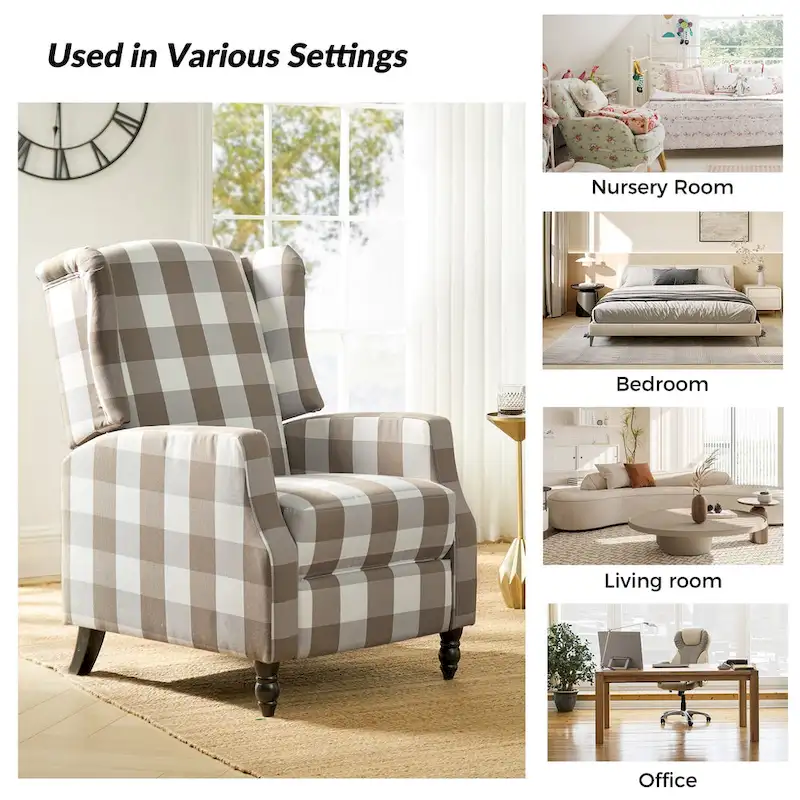 Damaris Mid-Century Modern Manual Pushback Recliner with Wingback Design by HULALA HOME