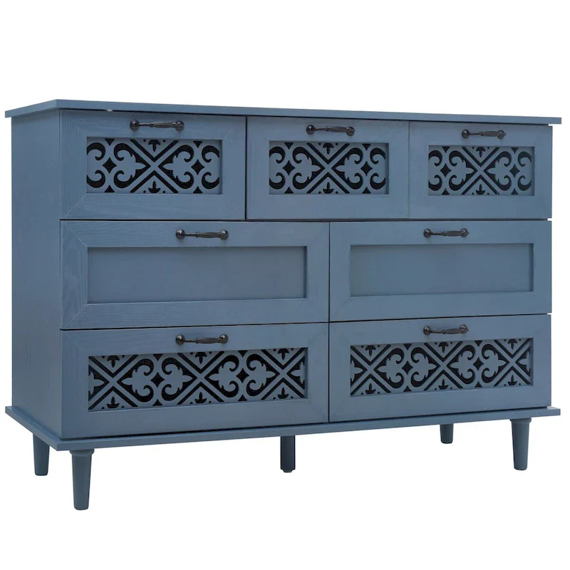 7 Drawer Cabinet,With Black Metal Handle