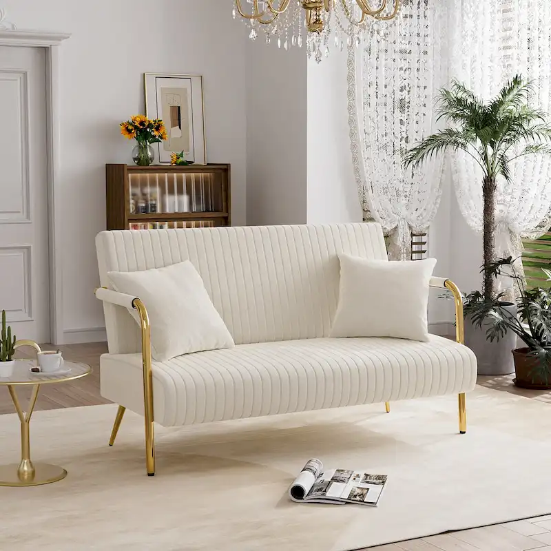 Ouyessir Upholstered Loveseat, Tufted Back Couch, Accent Armchair with 2 Pillows