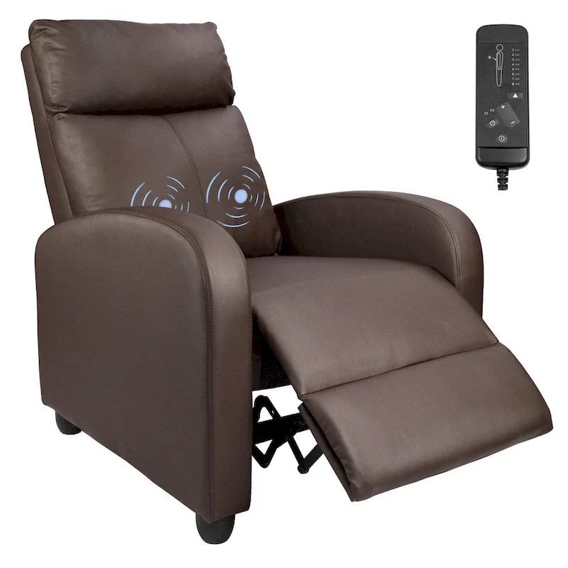 Homall Massage Recliner PU Faux Leather Home Theater Recliner with Padded Seat