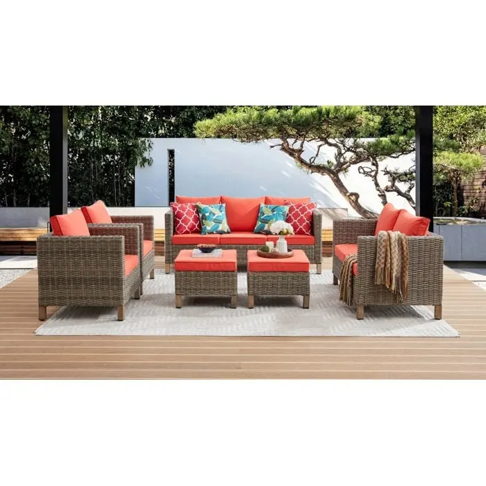 6 Piece Sectional Seating Group with Cushions