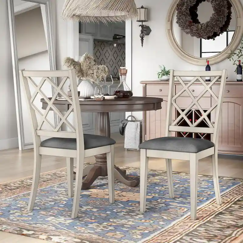 Joyfair Farmhouse White Wood Dining Chairs (Set of 2) by Furniture of America