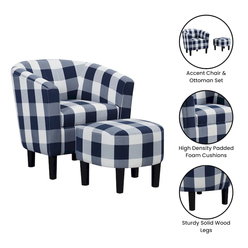 Convenience Concepts Take a Seat Churchill Accent Chair with Ottoman