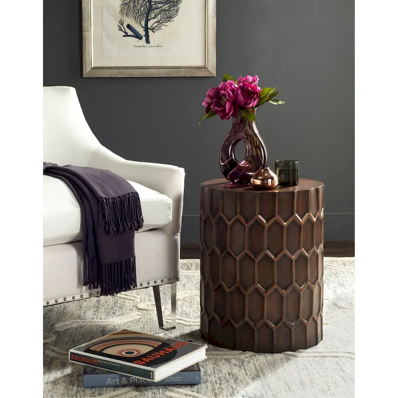 SAFAVIEH Thomasina Antique Copper Side Tables - 15 x 15 x 19.5 - 15Wx15Dx20H
