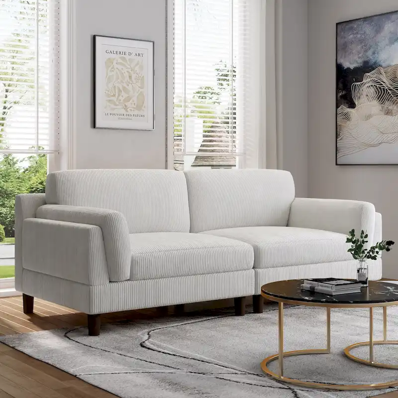 90   Corduroy Sectional Sofa Lounge Sleeper Sofa