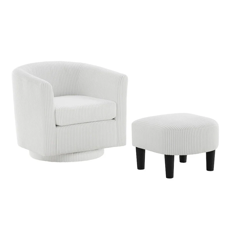 Swivel Accent Single Sofa Chair with Ottoman