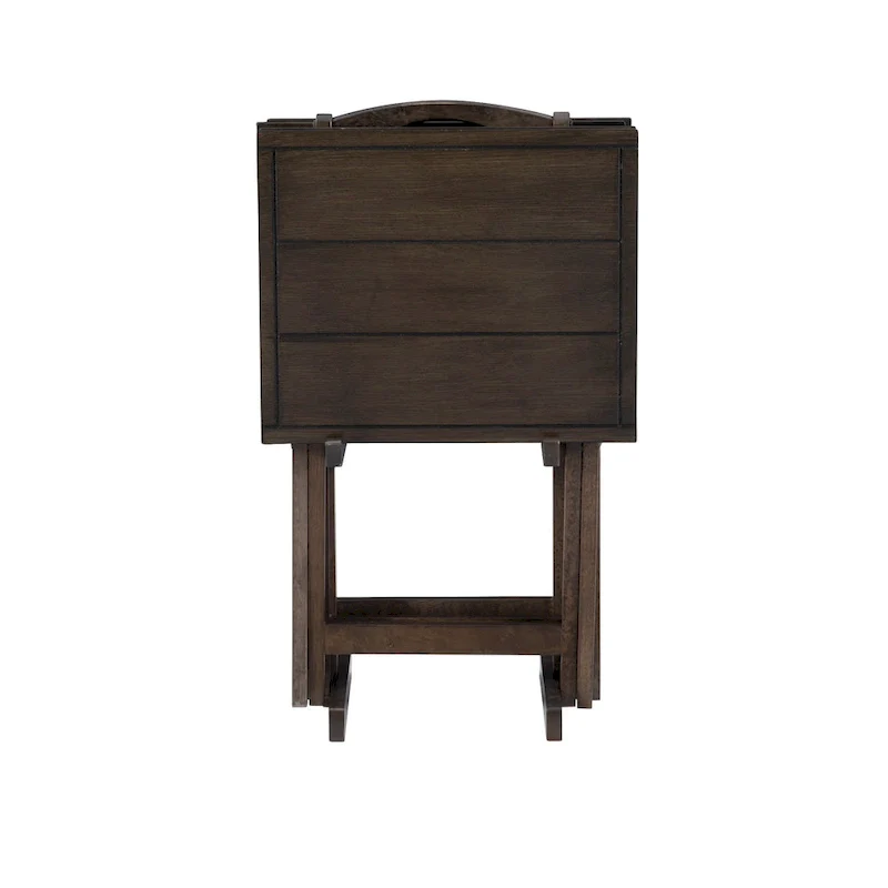 4-Piece Folding Tray Table Set with Stand - 26.5 - Gray