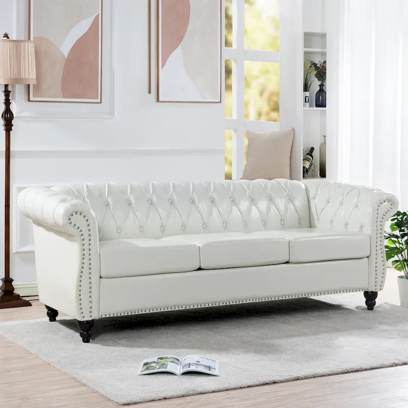 84.65 Rolled Arm Chesterfield 3 Seater Sofa