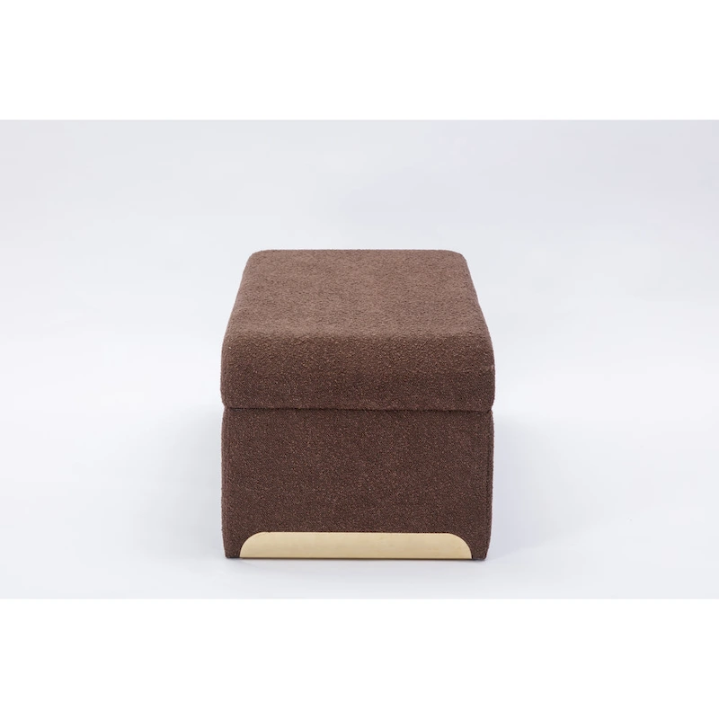 Modern New Boucle Fabric Loveseat Ottoman Footstool Bedroom Bench Shoe Bench With Gold Metal Legs