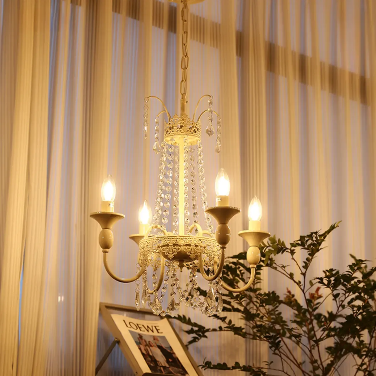 Modern Chalk Candelabra Metal Crystal Chandelier