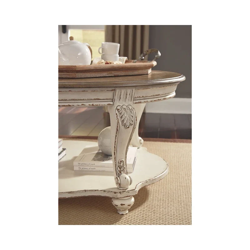 Realyn Coffee Table - White/Brown - 48.13 W x 34 D x 19.88 H