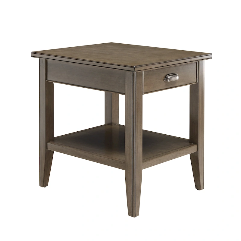 Laurent 20 in. Solid Wood End Table with Shelf and Drawer