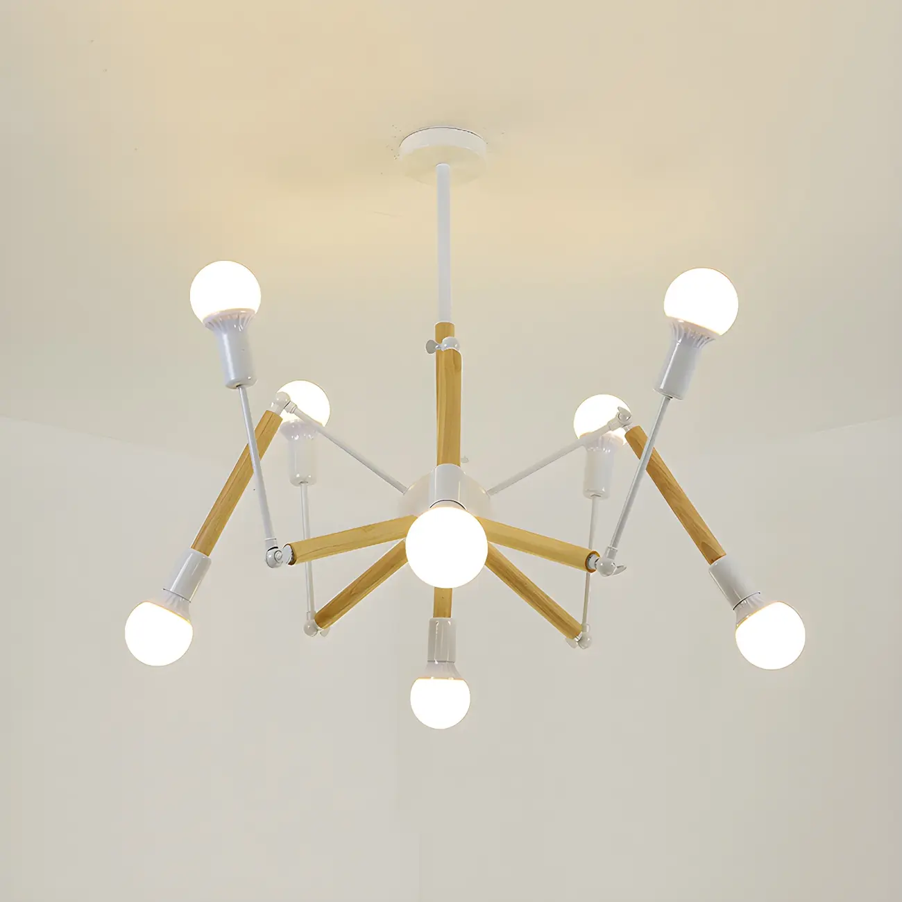 Modern Multi-Light Metal Adjustable Downrod Sputnik Chandelier