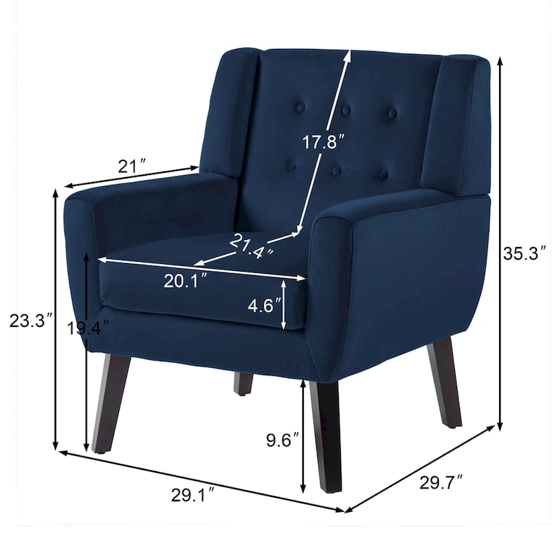 Velvet Upholstered Armchair Tufted Accent Chair