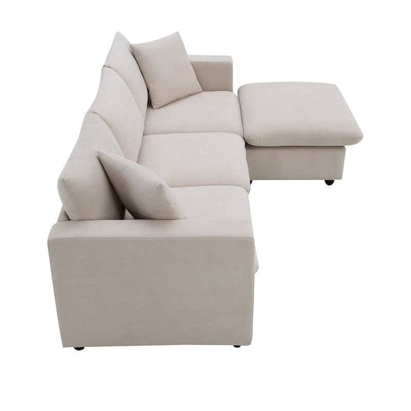 101 L-Shaped Cloud Sectional Sofa with Ottoman & Pocket Springs