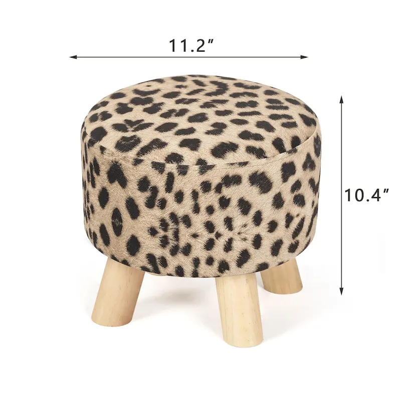 Adeco Modern Round Ottoman Home Footrest Stool/ Linen Fabric Seat Pouf