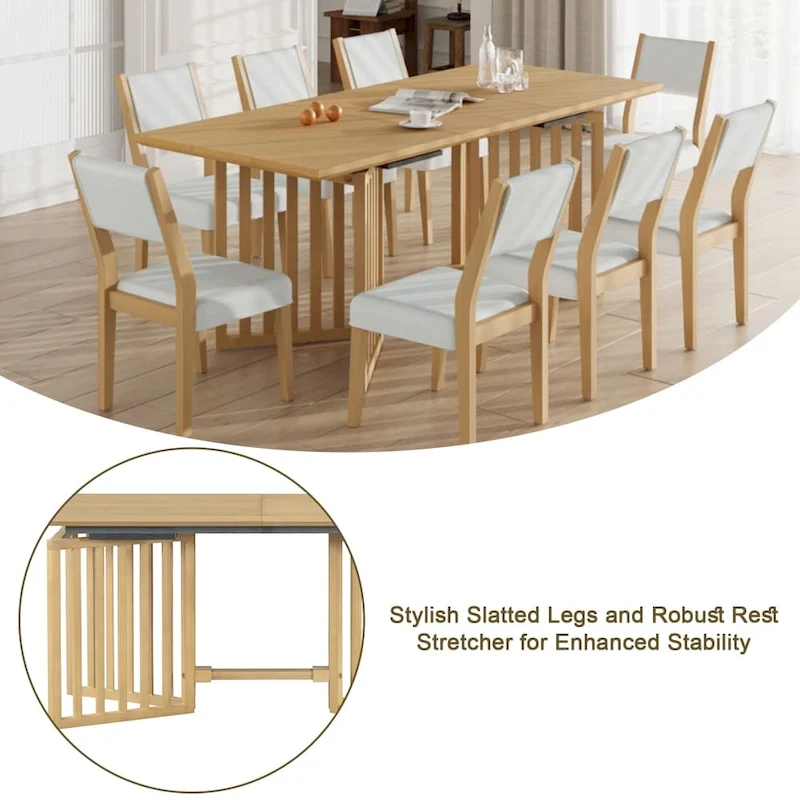 Farmhouse 9-Piece Extendable Dining Table Set with Removable Leaves