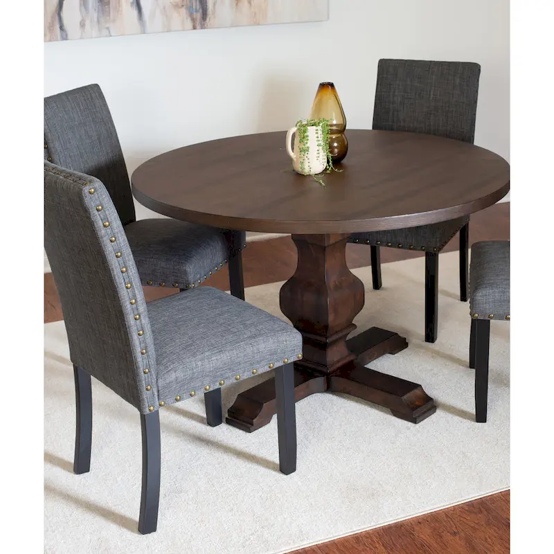 Roundhill Furniture Kohland 5-piece Dining Set, Pedestal Round Table with 4 Stylish Chairs