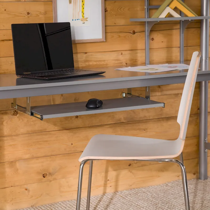 Middlebrook Abner Twin Metal Loft Bed with Desk - Silver