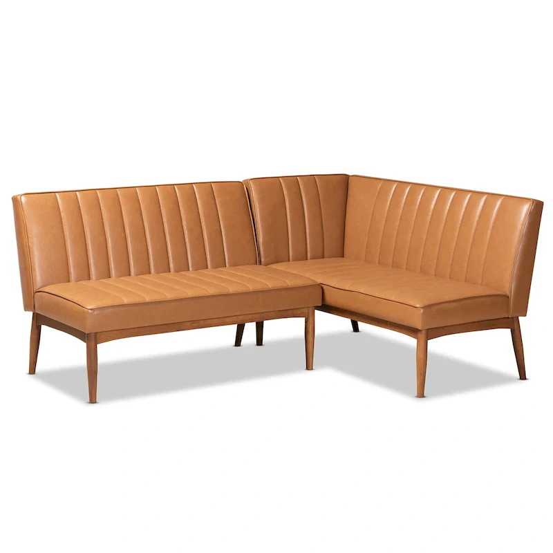 Daymond Mid-Century Modern 2-Piece Dining Nook Banquette Set