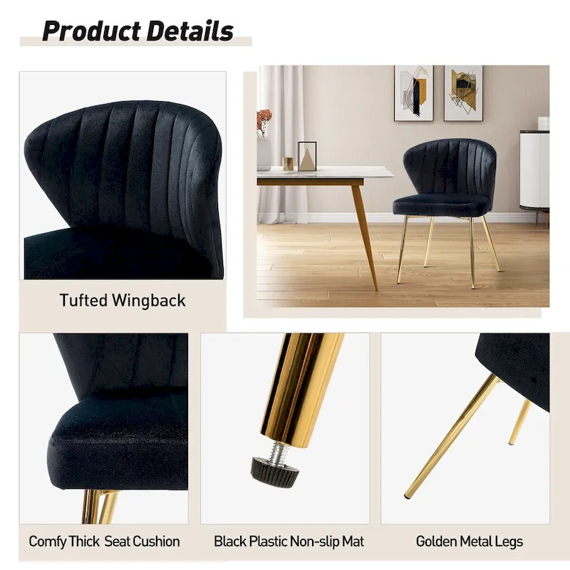 Barbara Side Chair with Metal Base Set of 4 by HULALA HOME