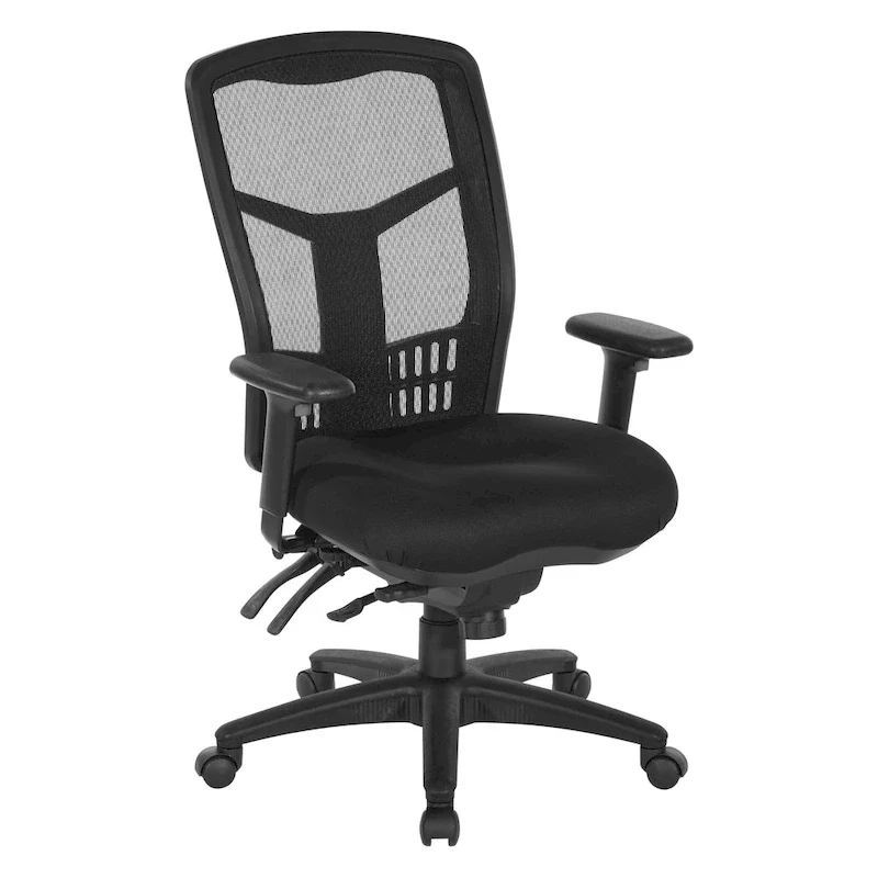 Black Breathable Office Chair with Fixed Backrest