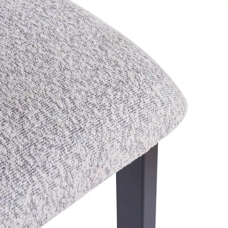 26.5 Round Upholstered Counter Stools, Set of 2 Low Back Bar Chairs with Black Metal Frame