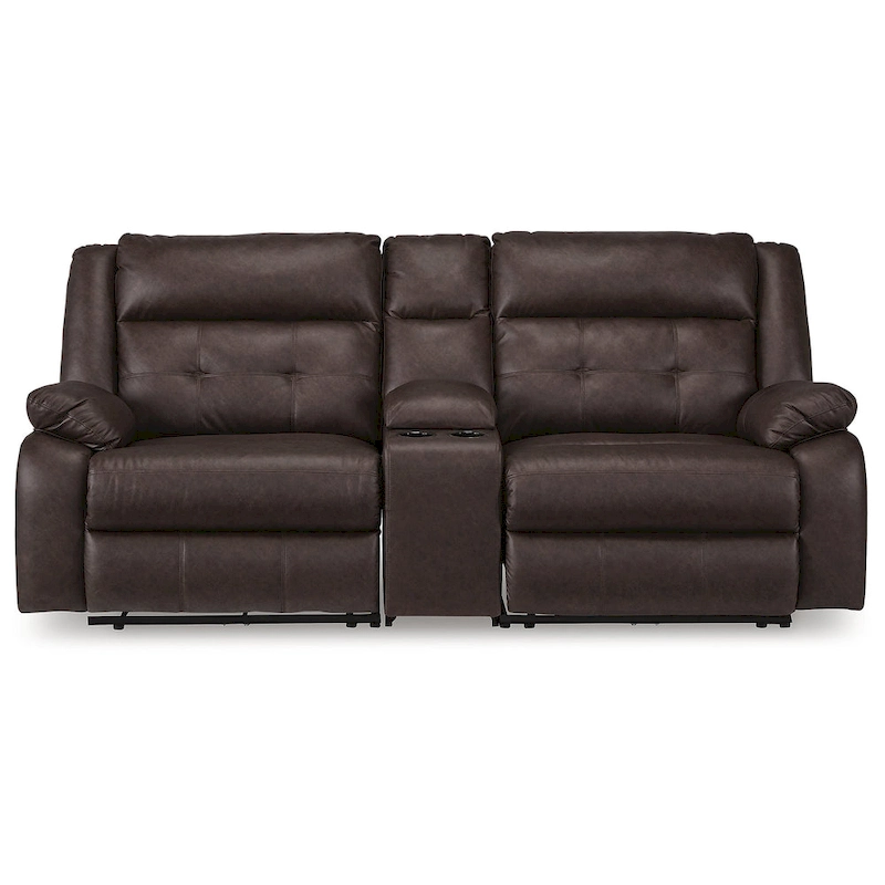 Signature Design by Ashley Punch Up Dark Brown 3-Piece Power Reclining Sectional Loveseat with Console - 93W x 39D x 41H