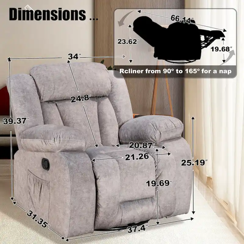 Rocker and Swivel Upholstered Recliner